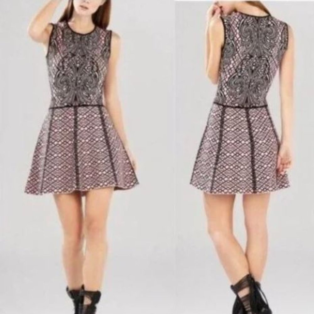 BCBGMaxAzria Black and Pink Mini Dress